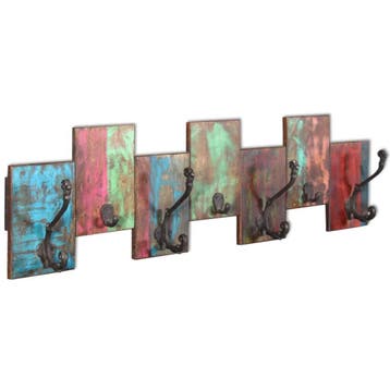 vidaXL Kapstok met 7 haken massief gerecycled hout, Maison & Meubles, Accessoires pour la Maison | Portemanteaux, Verzenden