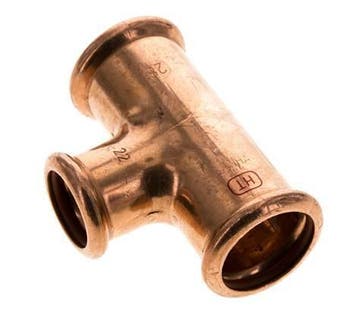 Tee Press Fitting - 22mm Femelle & 28mm - Alliage de cuivre, Bricolage & Construction, Verzenden