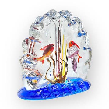 Costantini Murano - Sculpture, Acquario con pesci e medusa -