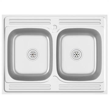Evier double inox 800x600 - Jusqua epuisement -46%, Maison & Meubles, Verzenden