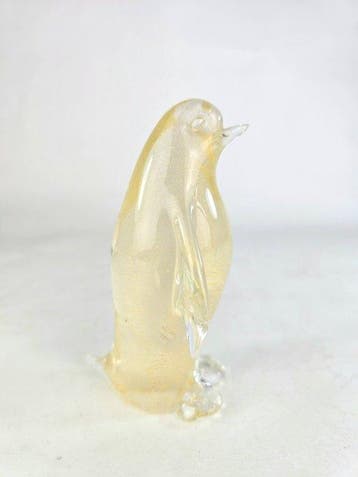 sculptuur, Pinguino in Foglia dOro 24 Carati - 14.5 cm -