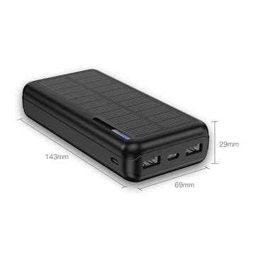 Draadloze Solar Powerbank met 4 Poorten 20.000mAh - LED, Verzenden, Nieuw, Kuulaa