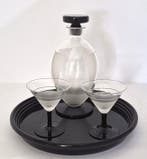 Service de boisson (4) - Carafe Art Déco et petit verre sur, Antiek en Kunst
