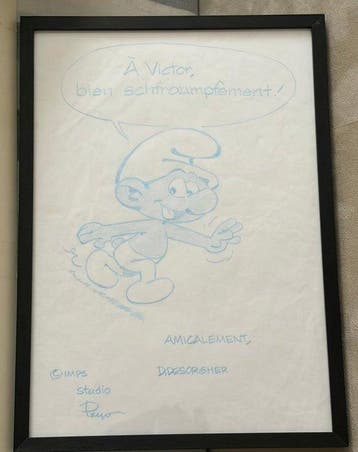Studio Peyo (Daniel Desorgher) - Dessin original dédicacé -, Nieuw