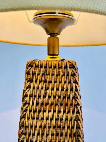Tafellamp - Rattan - Rotan tafellamp boho chic, Antiek en Kunst
