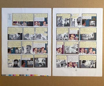 Hergé - 2 Original colour page - Tintin - Vol 714 pour, Nieuw