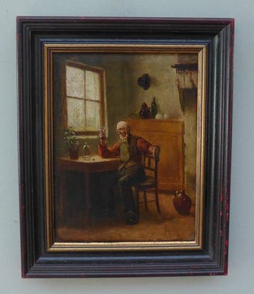 Jacques (Jaak) Doré (1861–1929) - Proostende oude man bij, Antiek en Kunst
