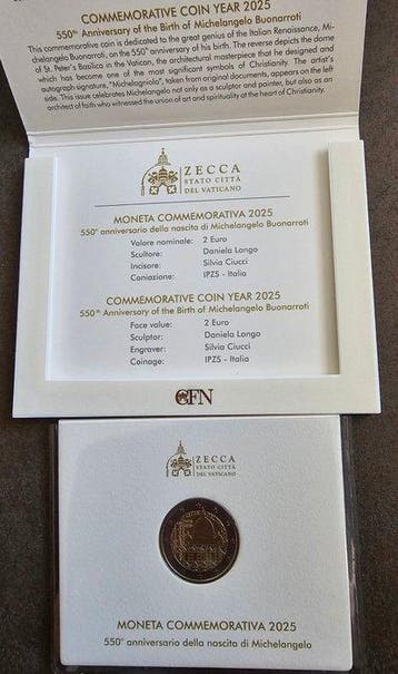 Vaticaan. 2 Euro 2025 Michelangelo (Zonder minimumprijs)