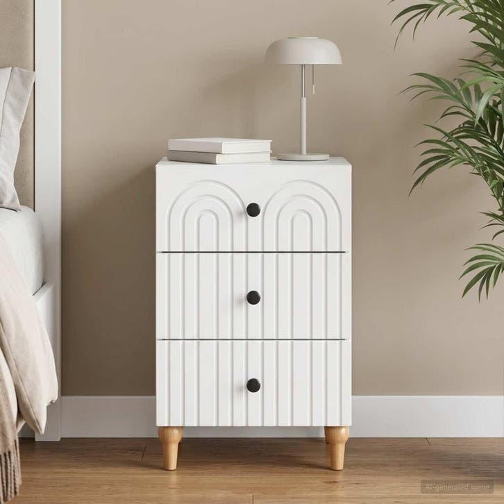 vidaXL Nachtkastje met lade Wit 43x 41 x 66,5 cm Bewerkt, Huis en Inrichting, Slaapkamer | Nachtkastjes, Nieuw, Verzenden