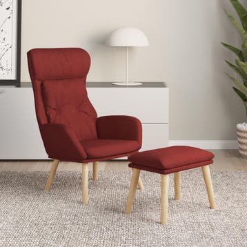 vidaXL Relaxstoel met voetenbank stof wijnrood, Huis en Inrichting, Fauteuils, Verzenden, Nieuw