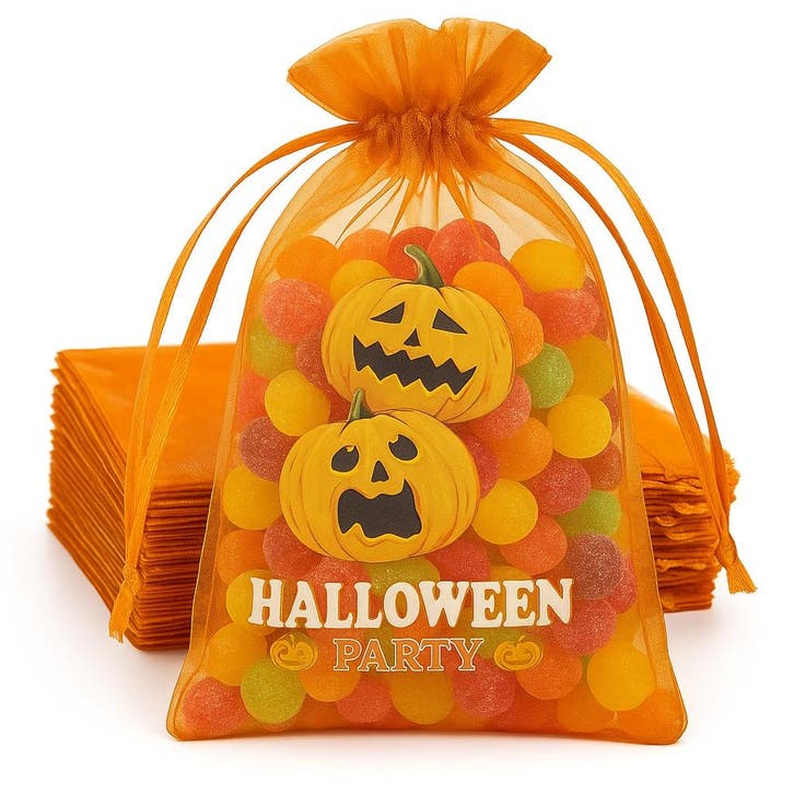 Fako Bijoux - Organza Zakjes Met Print - Halloween - Pompoen, Divers, Emballage cadeau, Envoi