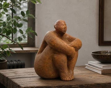 Statue, sculpture of an artful and abstract statue of a