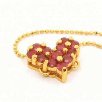 Robijn - Zilver, S925 Zilveren Robijn Hart Hanger Ketting -