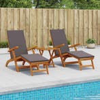 vidaXL Ligstoel die kan leunen en vouwen 3 pcs Donkergrijs, Verzenden, Nieuw