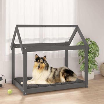 vidaXL Hondenbed 101x70x90 cm massief grenenhout grijs, Verzenden