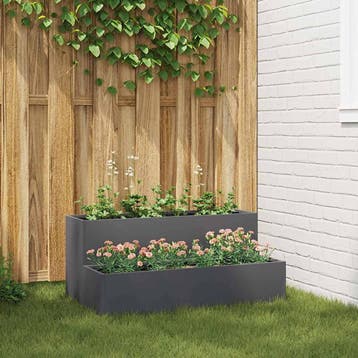 vidaXL Tuin Plantpot Antraciet 100 x 60 x 45 cm Koudgewalst, Verzenden