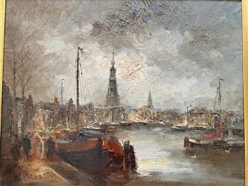 J Bevort (1917 - 1989) - Havengezicht, Antiquités & Art