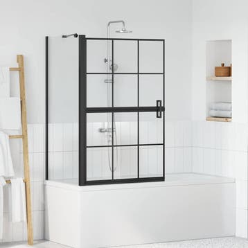 vidaXL Bad Douche Scherm Zwart en Transparant 80 x 68 x 128, Verzenden, Nieuw
