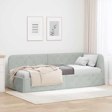 vidaXL Hoek Bed Frame Lichtgrijs 80 x 200 cm Fluweel, Verzenden, Nieuw