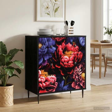 vidaXL Ladekast KIEL Donker pioenroosprint 66 x 36,5 x 76 cm, Verzenden