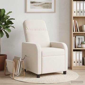 vidaXL Massage Relaxstoel Crèmekleurig Bouclé, Verzenden, Nieuw