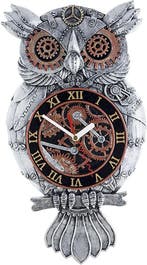 Steampunk Uil Wandklok | Tweede kansje | OP = OP, Huis en Inrichting, Woonaccessoires | Klokken, Verzenden, Nieuw, Analoog, Wandklok