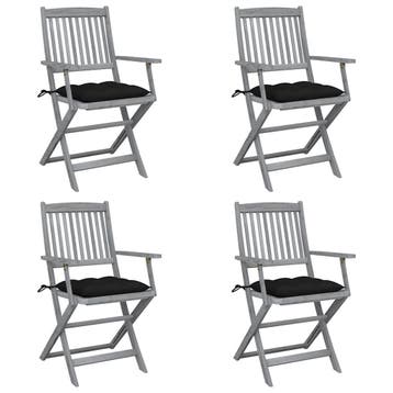 vidaXL Set van 4 klapstoelen met kussens, gemaakt van, Verzenden, Nieuw