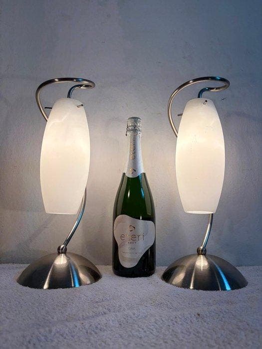 HPI - Tafellamp (2) - Staal, Glas, Maison & Meubles, Maison & Meubles | Autre