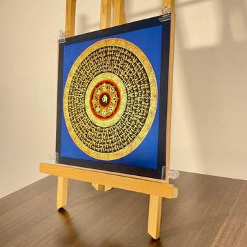 Mandala Mantra with OM and 8 Auspicious Symbols - Thangka