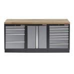 Werkbank set met hardhouten blad, werkplaatskast en 11 laden, Ophalen of Verzenden, Nieuw