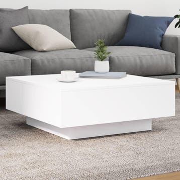 vidaXL Salontafel met LED-verlichting 80x80x31 cm wit, Verzenden
