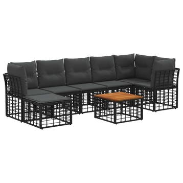 vidaXL Buiten bank set 8 pcs Zwart en Donker Grijs Polyester, Verzenden, Nieuw