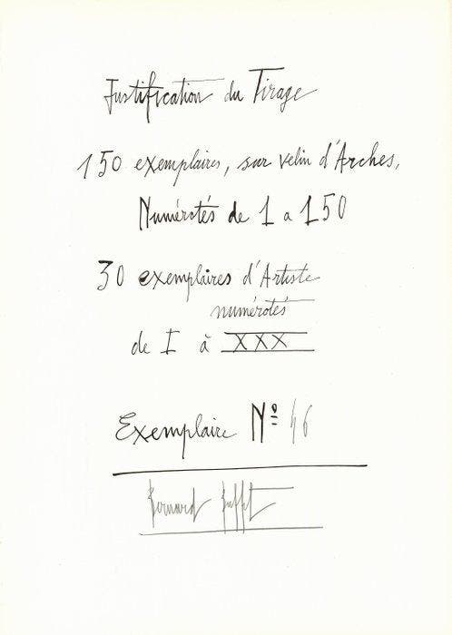 Bernard Buffet (1928-1999) - Justificatif de tirage avec, Antiek en Kunst, Antiek | Overige Antiek