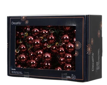 Balletjes op draad 2 cm maroon glans doos 144 stuks, Nieuw