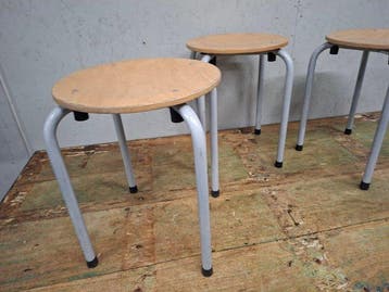 Kruk - Metaal, Hout - School krukjes 3x