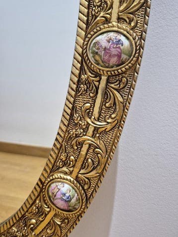 Miroir - Bois, Métal, Porcelaine - Miroir Louis XVI, Antiquités & Art