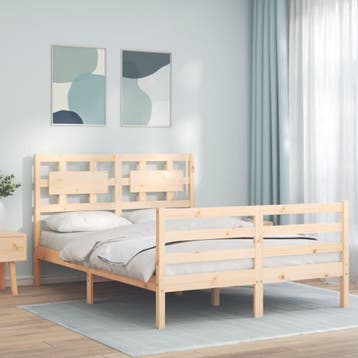vidaXL Bedframe met hoofdbord massief hout, Verzenden, Nieuw