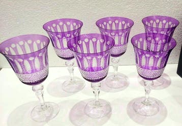 Drinkglas (6) - Kristal - Fuchsia Boheems Kristal