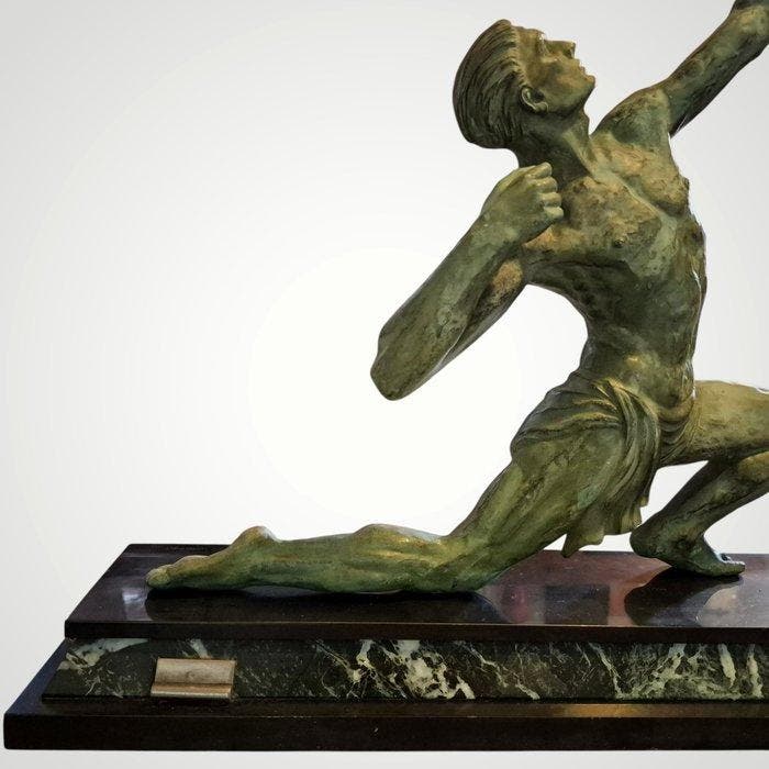 Jean de Roncourt - sculptuur, LArcher - 55 cm - Marmer,, Antiek en Kunst, Antiek | Meubels | Stoelen en Sofa's