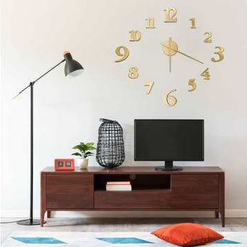 vidaXL 3D-wandklok modern XXL 100 cm goudkleurig, Verzenden