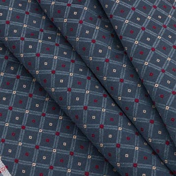 BA134 - Gobelinstof - royalblauw – ruitmotief - Meubelstof -