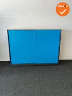 Schuifdeurkast - 120x160x45cm - Zwart met Blauwe roldeuren -, Werkplek, Ophalen of Verzenden, Gebruikt, Kast