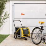 vidaXL Hondenfietstrailer oxford stof en ijzer geel en grijs, Verzenden