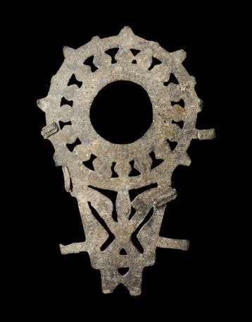 Het Majapahit-rijk Tin - loodlegering Amulet - Vereniging