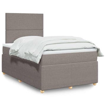 vidaXL Boxspring met matras stof taupe 120x200 cm, Verzenden