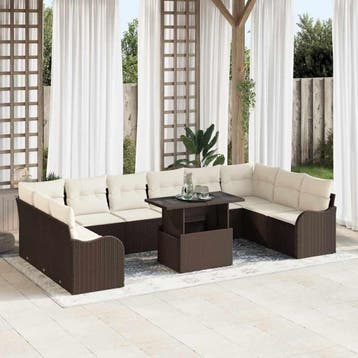 vidaXL Tuinbank Set 11 st 10-Aantal zitplaatsen Bruin Poly, Verzenden