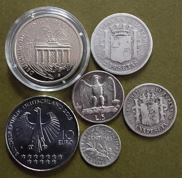 Spanje, Duitsland, Italië, Frankrijk, vier zilveren
