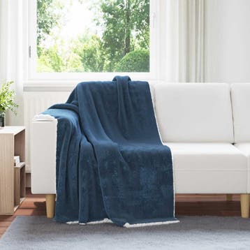 vidaXL plaid Marineblauw 130 x 150 cm 1 kg Fleece, Verzenden