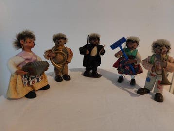 Steiff - Figuur - Set egel poppetjes (24) - Hout, Bont,