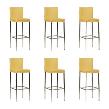 Set van 6 Leren barkruk Break hoog - Toledo Lemon (geel) -, Ophalen of Verzenden